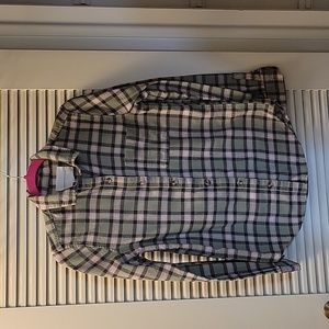 AEROPOSTALE WOMENS green, pink, and gray flannel shirt size XS